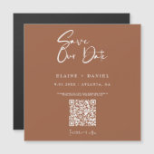 Rustieke Script QR Code Save The Date Magneet (Voorkant / Achterkant)