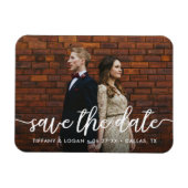 Rustieke Script Simpele Bewaar de Datum Foto Magne Magneet (Horizontaal)