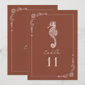Rustieke Seahorse Terracotta Trouwtafel nummer Kaart (Voorkant / Achterkant)