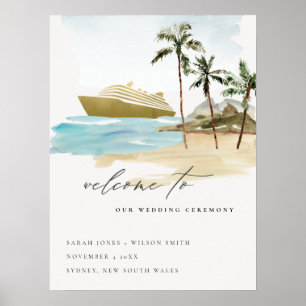 Rustieke Seascape Beach Cruise Palm Bruiloft Welko Poster