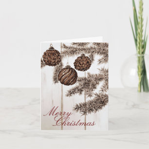 Rustieke Sepia Minimalistische Prettig Kerstfeest Kaart