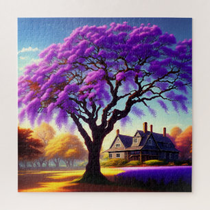 **"Rustieke sereniteit: de Paarse Jacaranda's omhe Legpuzzel