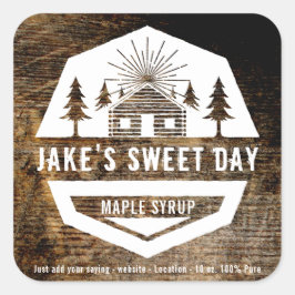 Rustieke Sjabloon van het cabineontwerp voor om he Vierkante Sticker