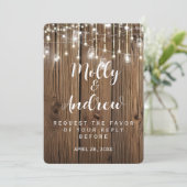 Rustieke slinger wedding RSVP KAART UITNODIGING (Staand voorkant)