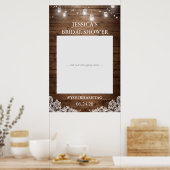 Rustieke slingerlampjes kant bruiloftsshower fotor poster (Keuken)