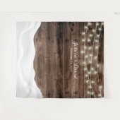 Rustieke slingerlichten Sneeuw Winter Bruiloft Ach Wandkleed (Voorkant (horizontaal))