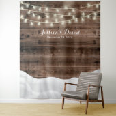 Rustieke slingerlichten Sneeuw Winter Bruiloft Ach Wandkleed (In situ)