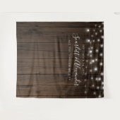 Rustieke slingerlichten trouw achtergrond wandkleed (Voorkant (horizontaal))