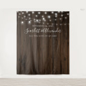 Rustieke slingerlichten trouw achtergrond wandkleed (Voorkant)