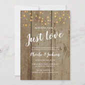 Rustieke slingerlichten trouw elopement feest kaart (Voorkant)