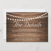 Rustieke slingerlichten trouwdetails kaart (Voorkant)