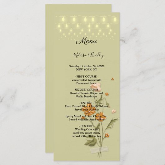 Rustieke slingerlichtjes trendy  Bloemige   Trouw  Programma (Voorkant / Achterkant)