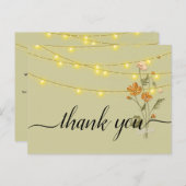 Rustieke slingerlichtjes trendy   Dank je   Ansich Briefkaart (Voorkant / Achterkant)