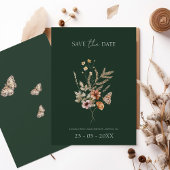 Rustieke Smaragd Groene Herfst Wildbloemen Bruilof Save The Date