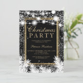 Rustieke sneeuw zwarte Kerstmis dennenboom slinger Kaart (Staand voorkant)