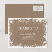 Rustieke sneeuwvlokken bruiloft Dank u Briefkaarte Briefkaart (Voorkant / Achterkant)