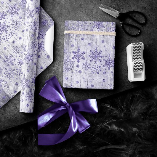 Rustieke sneeuwvlokken | Lavendel Paarse Scandinav Cadeaupapier