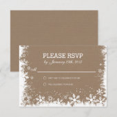 Rustieke Sneeuwvlokken Winter Huwelijken RSVP kaar (Voorkant / Achterkant)