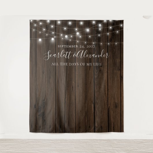 Rustieke snoerlampen Trouw achtergrond Wandkleed (Voorkant)