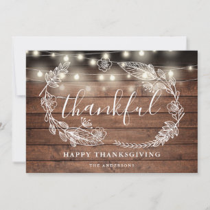 Rustieke snoerlampjes Dankbare foto Thanksgiving Feestdagenkaart