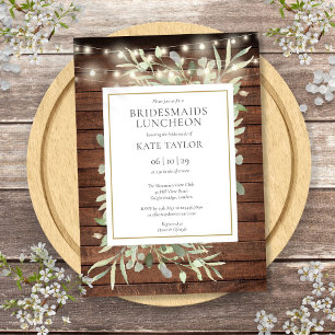 Rustieke snoerlichten groen Bridesmaids Luncheon Kaart