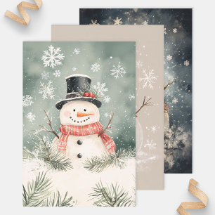 Rustieke Snowman Art Variety Pack Decoupage Inpakpapier Vel
