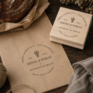 Rustieke Sourdough Bakkerij Logo Hout Rubberstempel