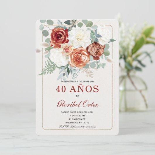 Rustieke SPAANSE verjaardagsuitnodiging sjablonen Kaart (Staand voorkant)