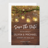 Rustieke sprookjeslichten save the dates, metsonen kaart (Voorkant / Achterkant)