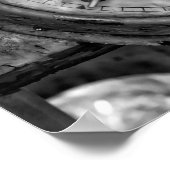 Rustieke  stationsklok in zwart-wit poster (Hoek)