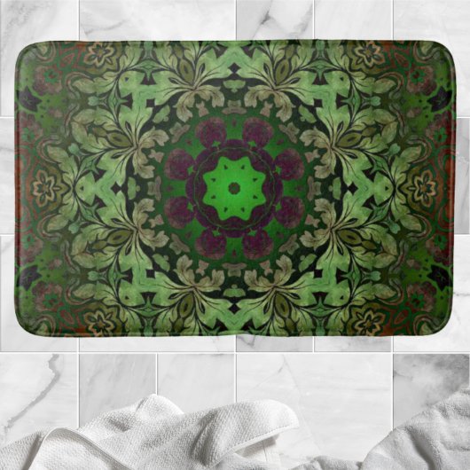 Rustieke Steampunk Boheemse bos groene mandala Badmat