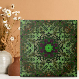 Rustieke Steampunk Boheemse bos groene mandala Tegeltje