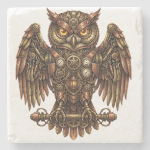 Rustieke Steampunk Mechanische Uil Absorberende St Stenen Onderzetter