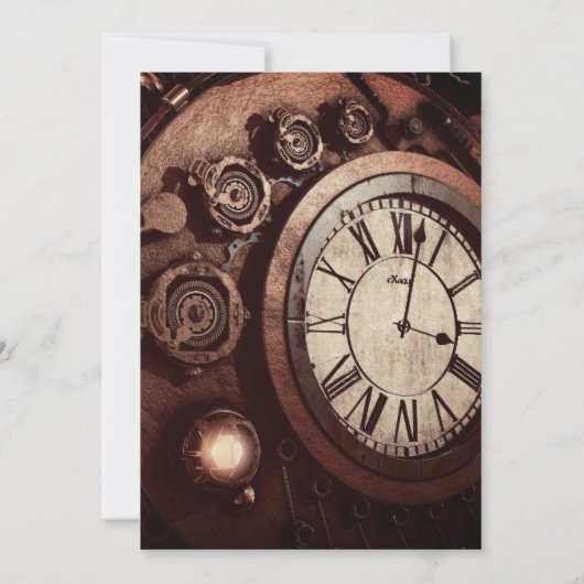 Rustieke Steampunk  Verjaardagsuitnodiging Kaart (Achterkant)