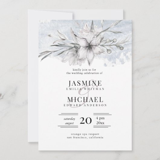 rustieke stencil botanische elegante bruiloft kaart (Voorkant)