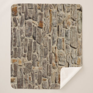 Rustieke stenen muur, getextureerde decor sherpa deken