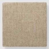 Rustieke stenen onderzetter – burlap- en natuurpat (Voorkant)