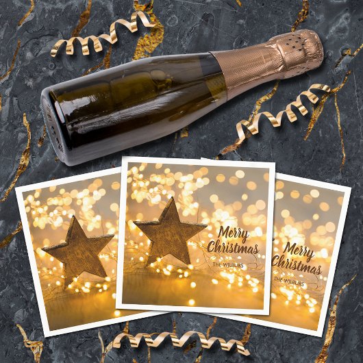 Rustieke sterren en kerstverlichting servet