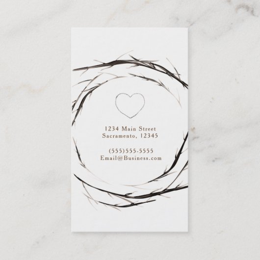 Rustieke Sticks Twigs takken krans op maat Elegant Visitekaartje (Achterkant)