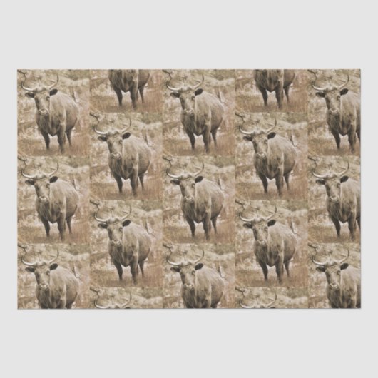 Rustieke stier op Boerderij Pattern Decoupage Tissuepapier (Voorkant)