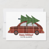 Rustieke  Stijl Auto Kerstfoto Flat Feestdagenkaart (Voorkant)