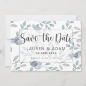 Rustieke Stofblauwe Bloem Save the Date (Voorkant)