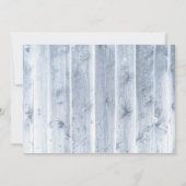 Rustieke Stofblauwe Houten Bloemige Trouwreceptie Kaart (Achterkant)