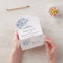 rustieke stoffig blauwe waterverf bloemen & blader