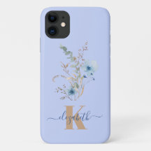rustieke stoffige blauwe waterverf bloemboeket