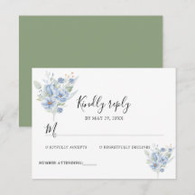 rustieke stoffige blauwe waterverf bloemen & blade