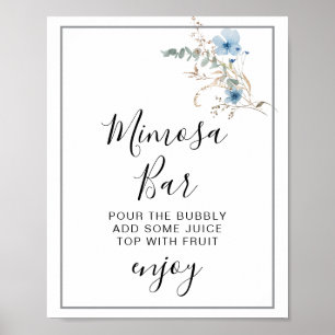 rustieke stoffige blauwe waterverf bloemenboeket poster