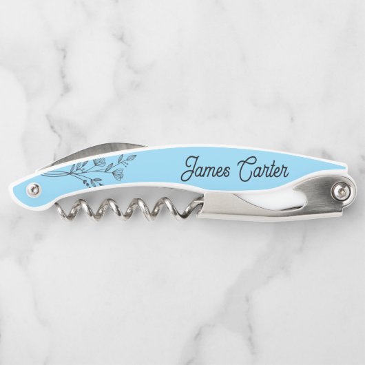 Rustieke stoffige blauwe wijn fles opener (Achterkant)