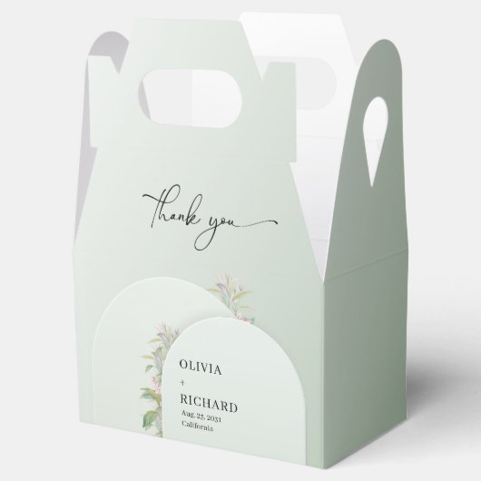 Rustieke Stoffige groene bladeren blos Bloemenboog Bedankdoosjes (Geopend)