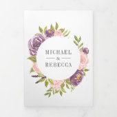 Rustieke Stoffige Plum Paarse Blush Roze Bloemen B Drieluik Uitnodiging (Cover)